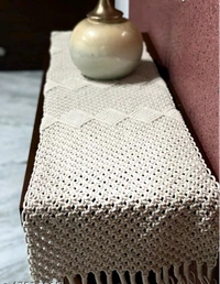 Unique Cotton Table Runner - Free Size, Cream, Cotton, Pack of1